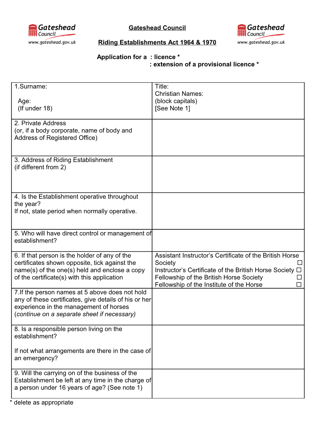 Riding Establishments Act 1964 & 1970