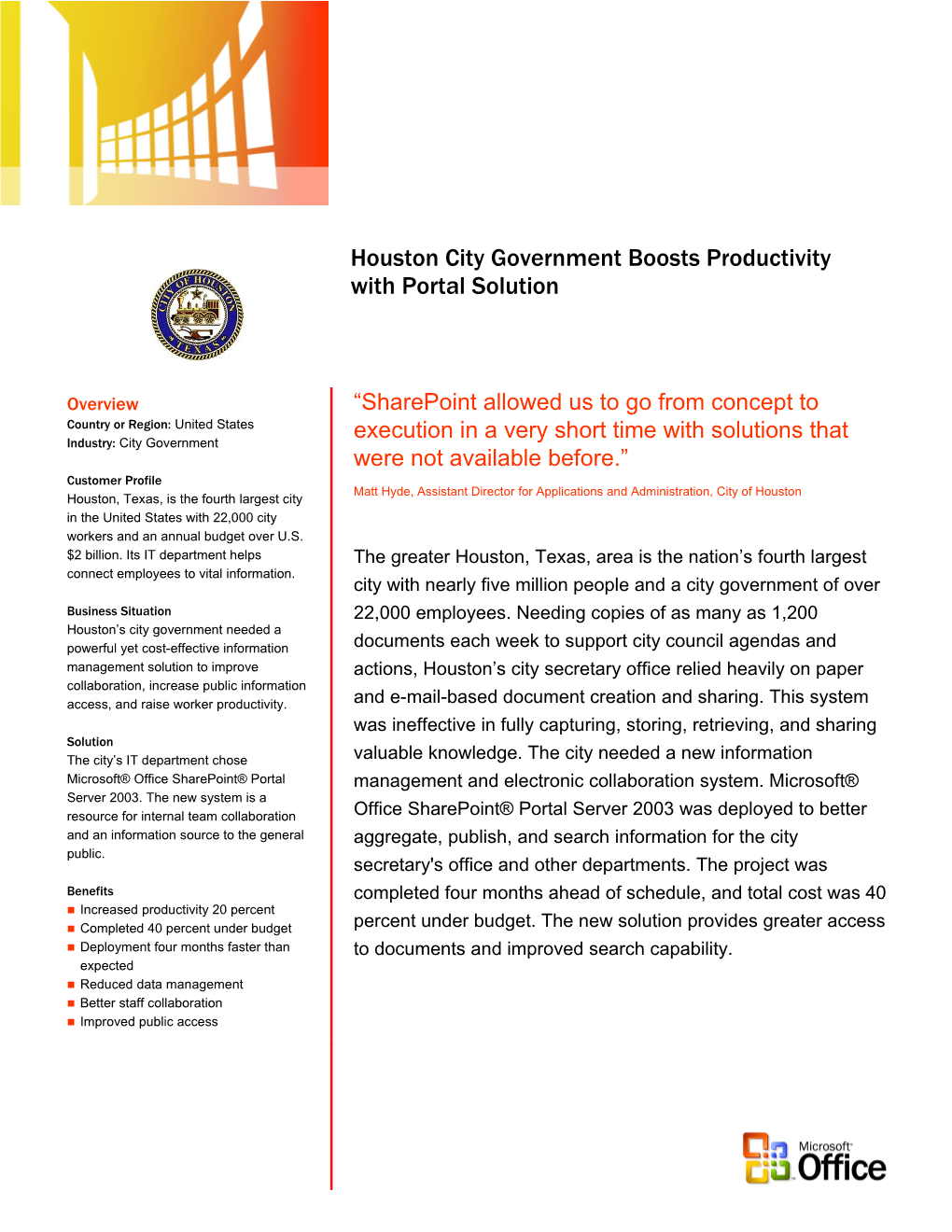Houston City Government Boosts Productivity with Portal Solution
