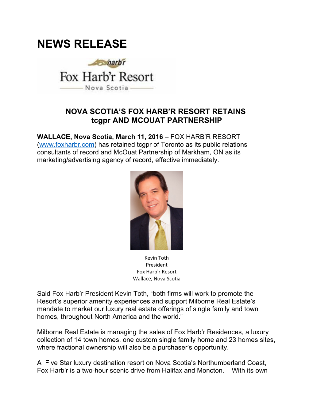 Nova Scotia S Fox Harb R Resort Retains