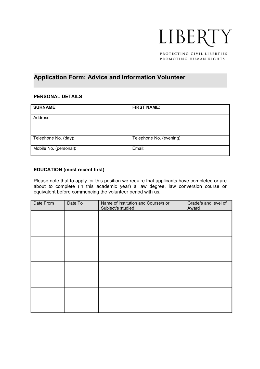Application for Employment s144
