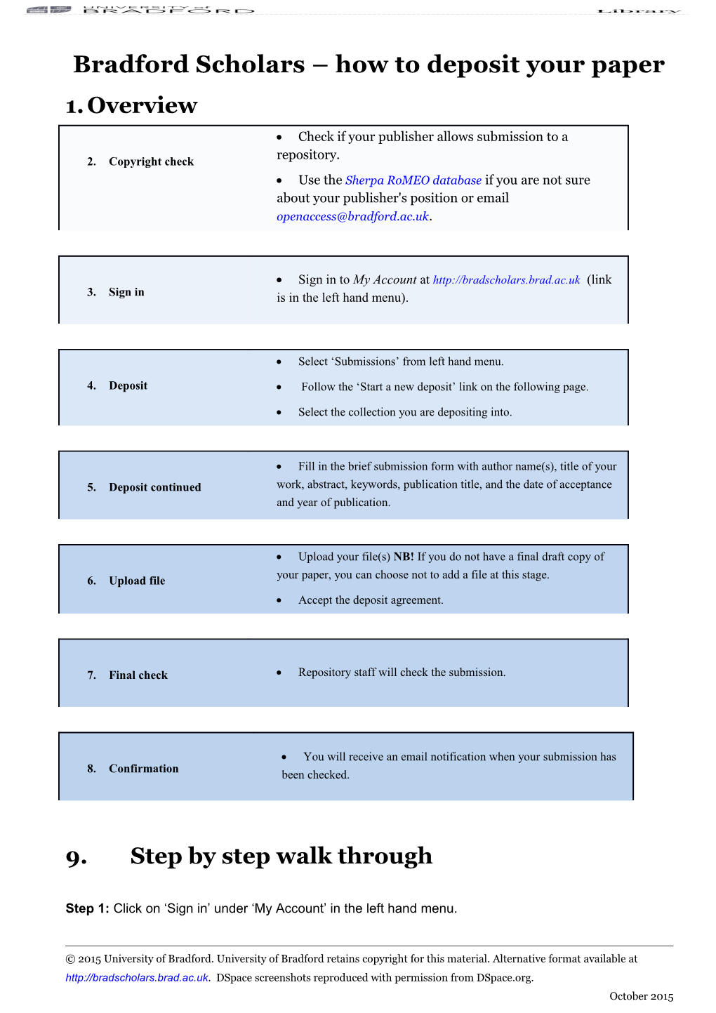 Bradford Scholars How to Deposit Your Paper