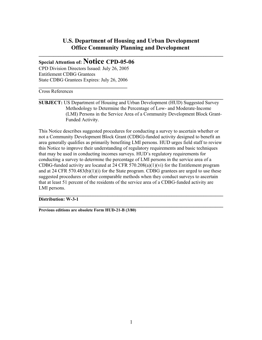 HUD Survey Methodology Guidelines CPD Notice 05-06