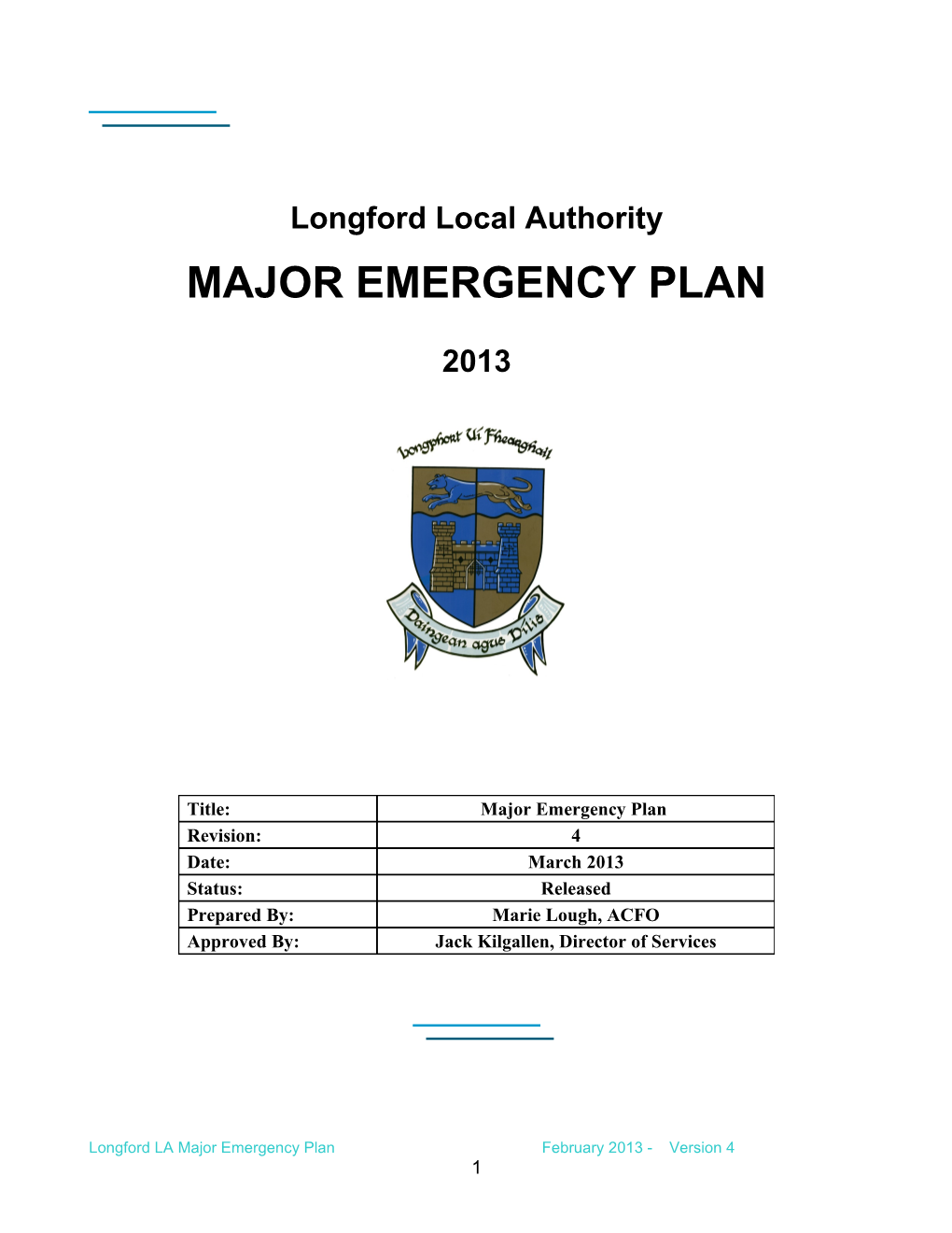 Major Emergency Plan Template
