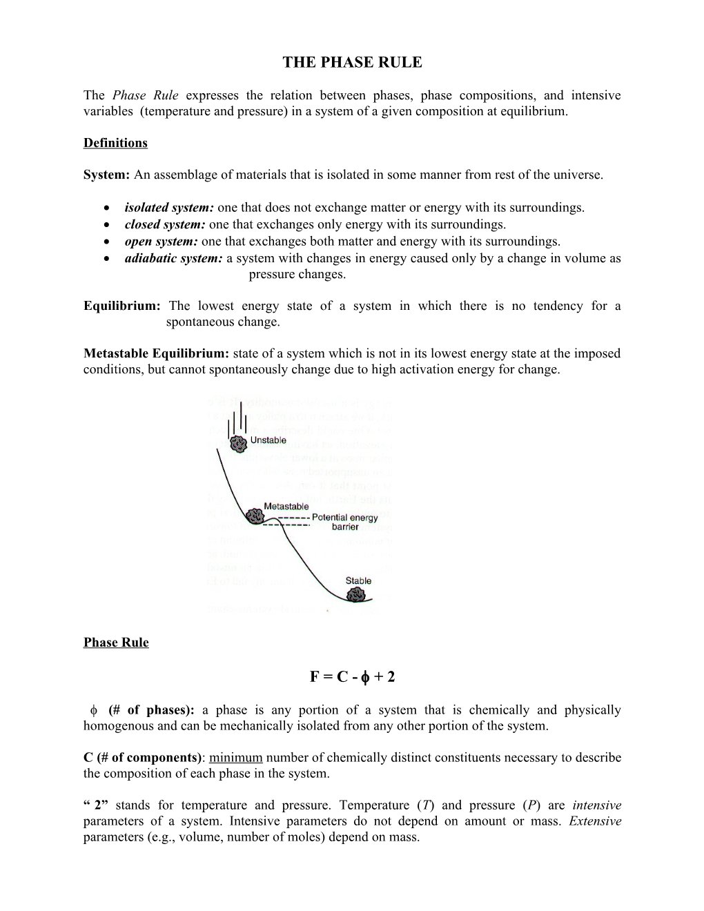 The Phase Rule