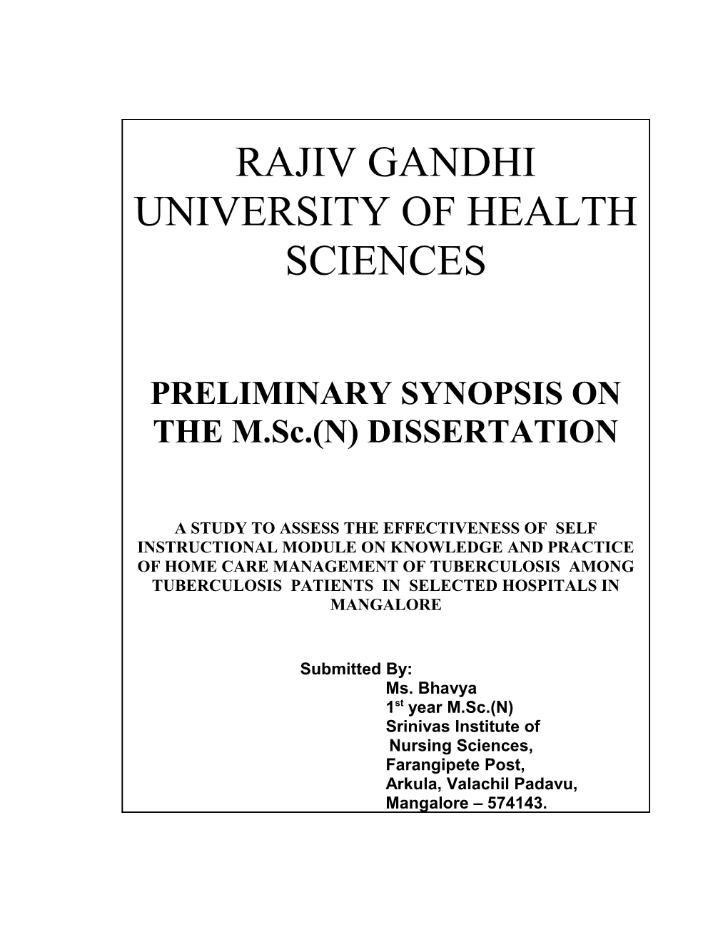 Rajiv Gandhi University of Health Sciences s152