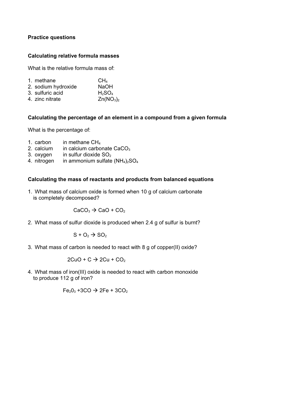 AFL Resource DD 24 Calculations in Chemistry