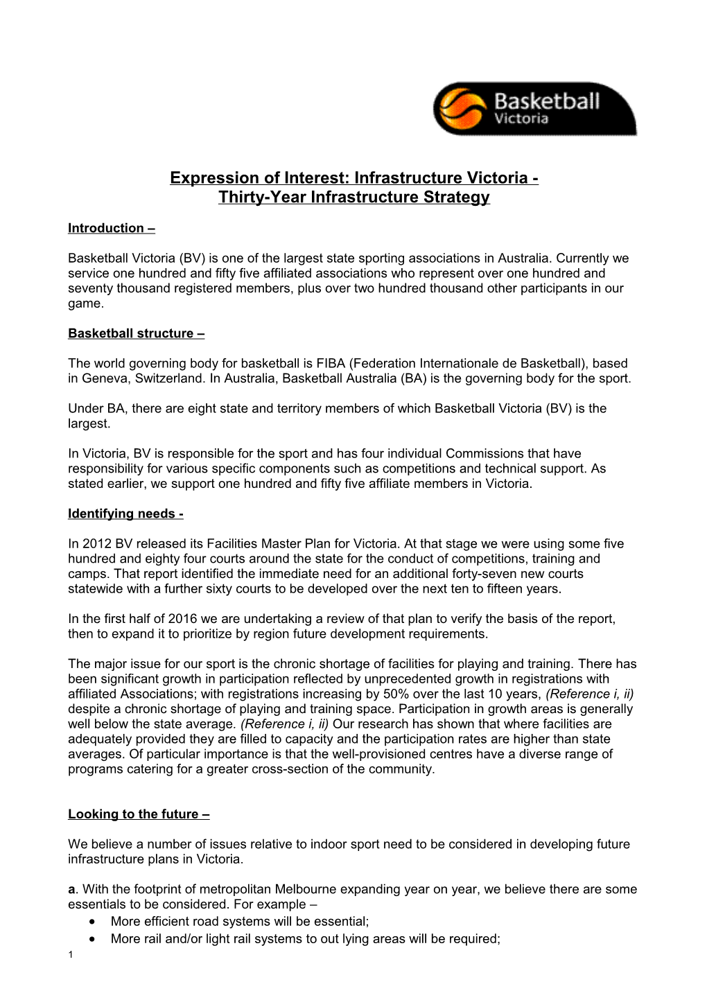 Expression of Interest: Infrastructure Victoria