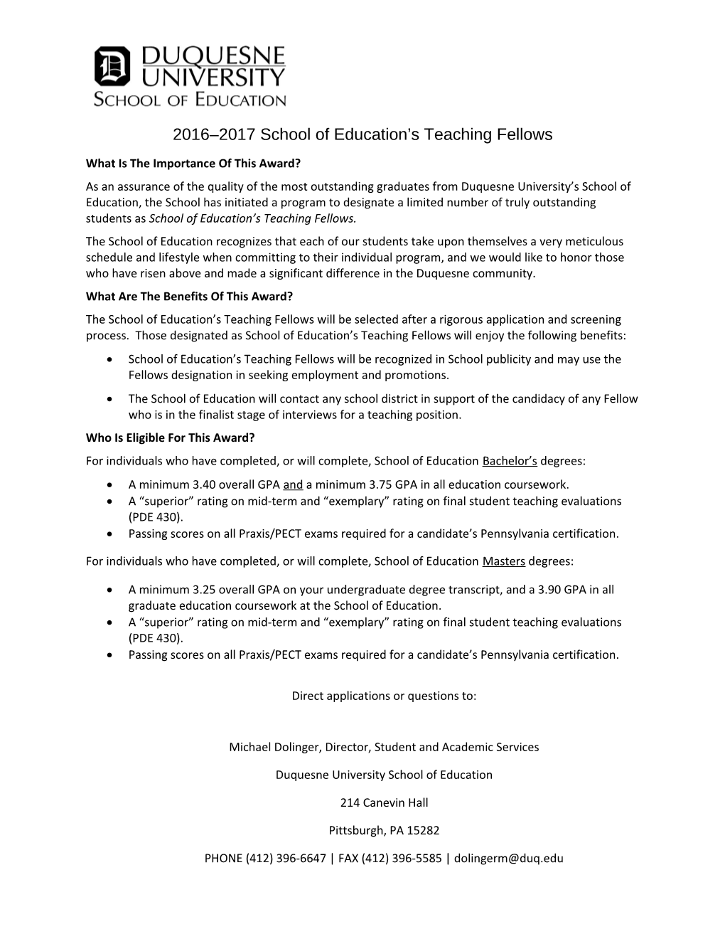 2016 2017 School of Education S Teaching Fellows