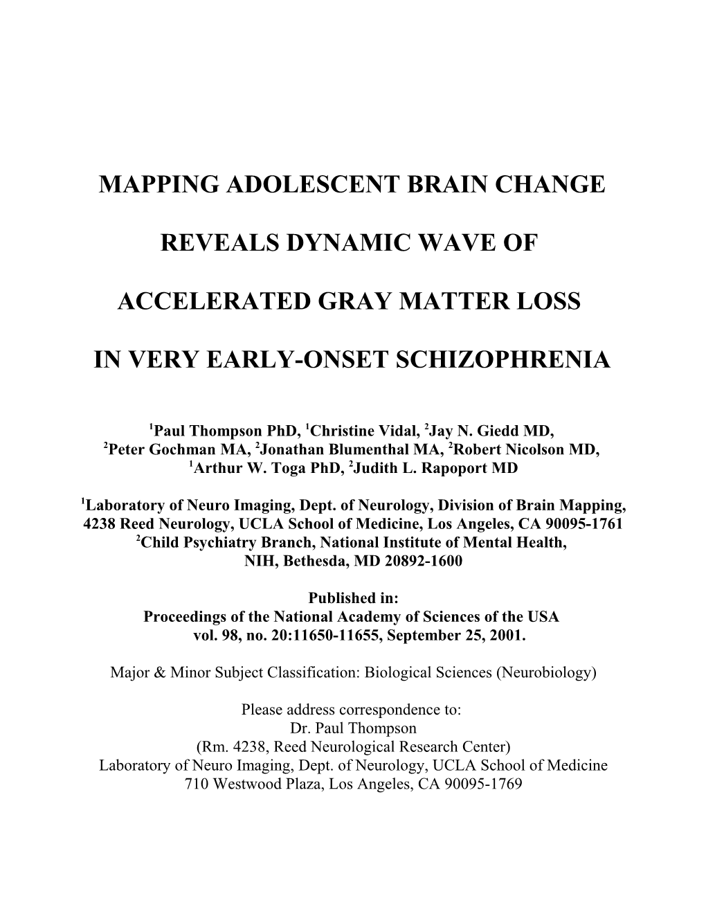 Mapping Adolescent Brain Change