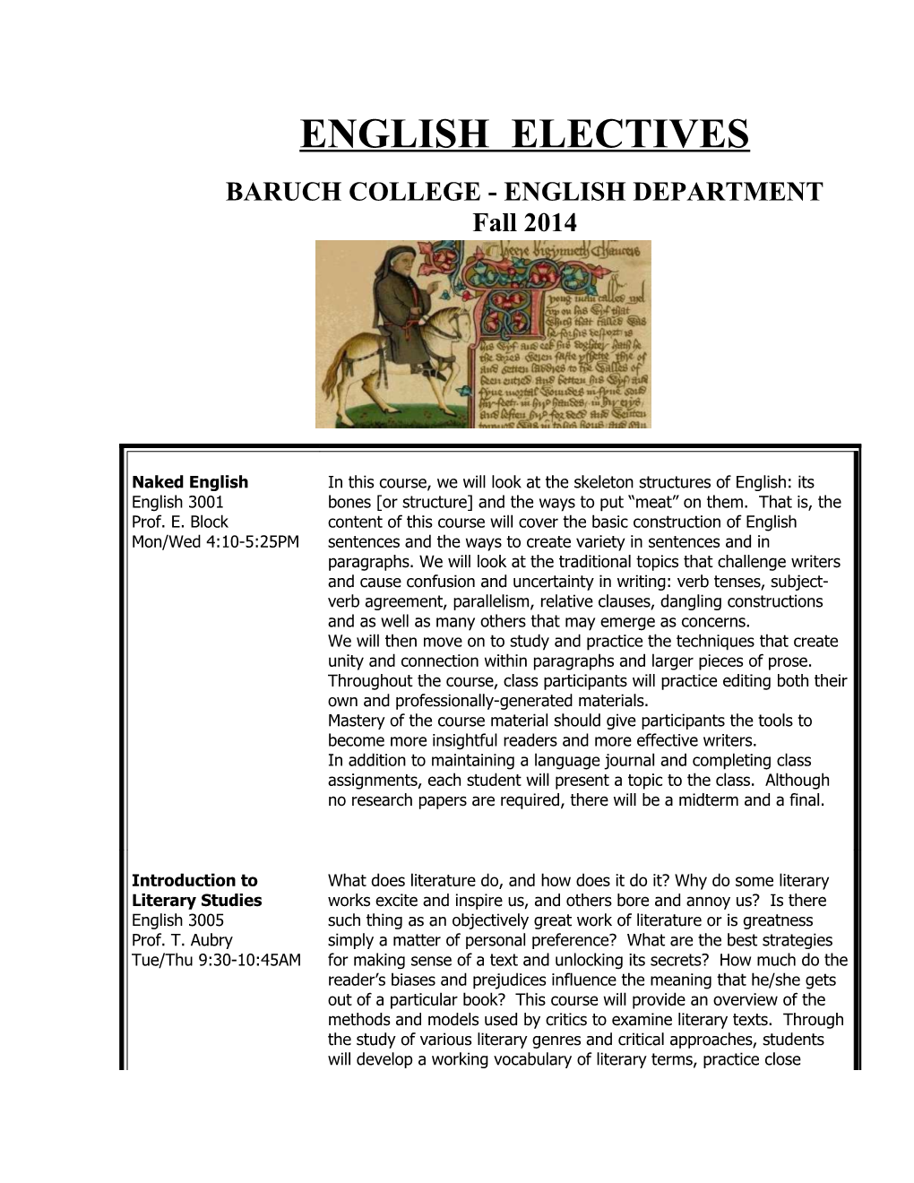 Baruch College - English Department