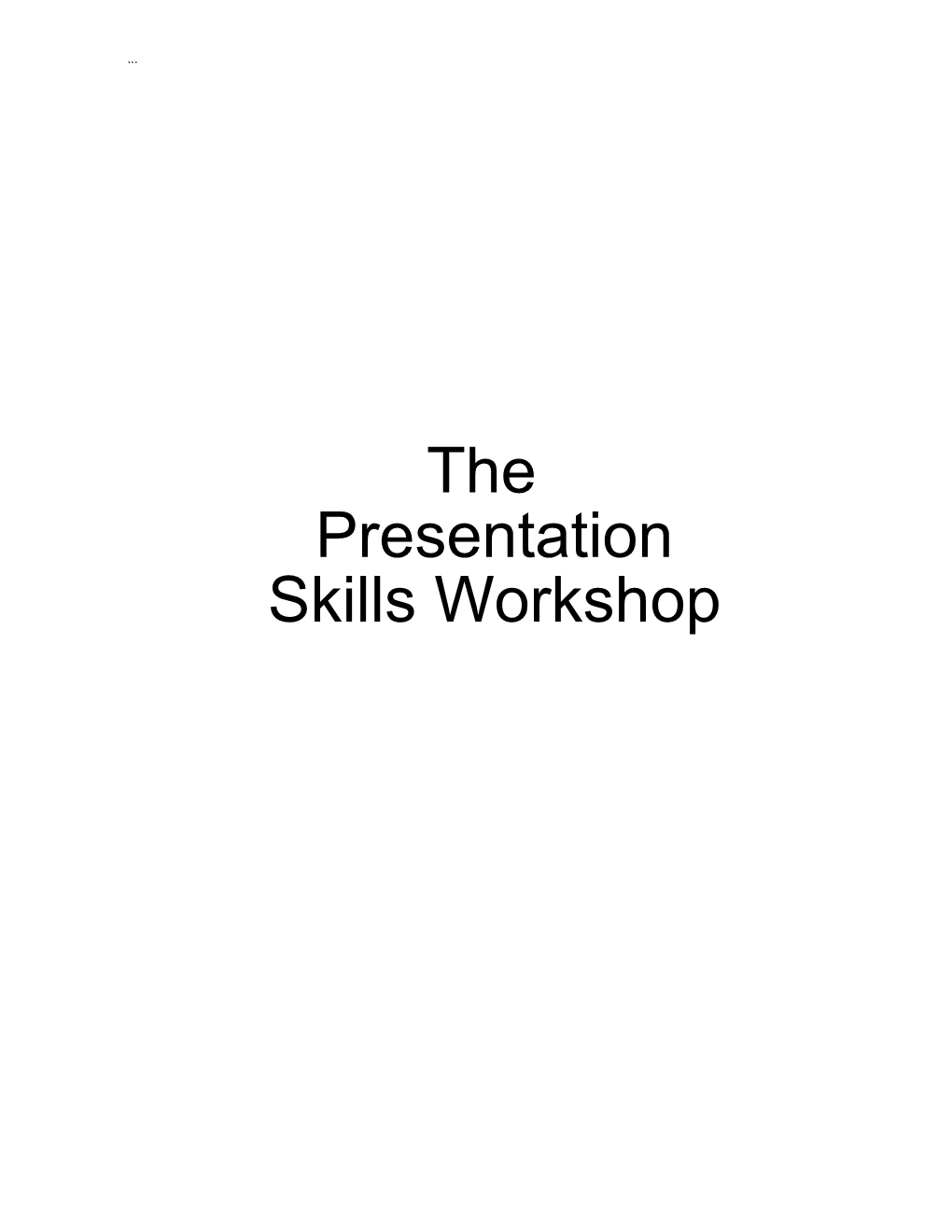 Presentation Skills Workshop