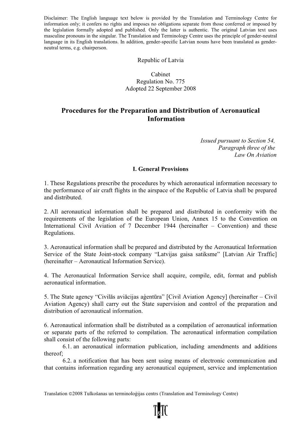 Procedures for the Preparation and Distribution of Aeronautical Information