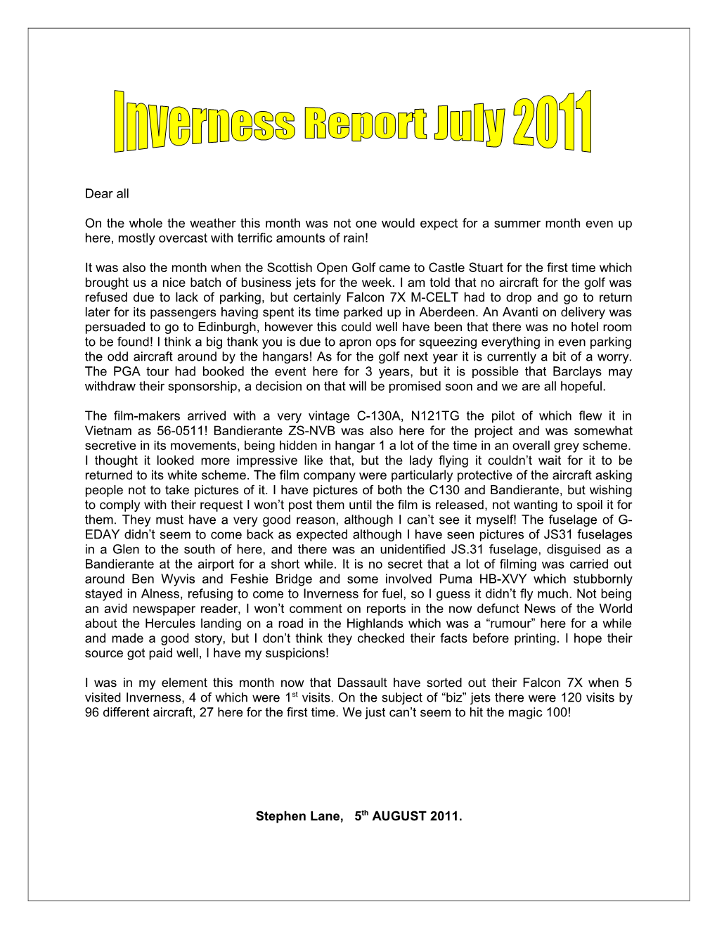 Inverness Report July 2011