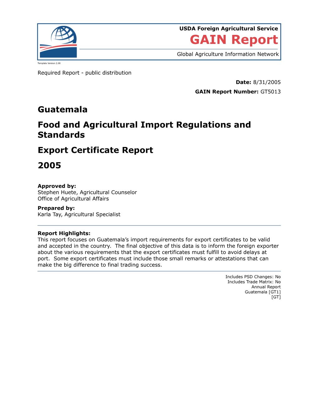 Food and Agricultural Import Regulations and Standards s15