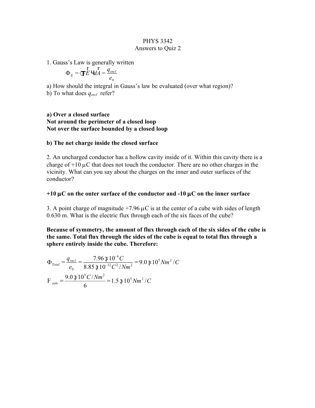 1. Gauss S Law Is Generally Written