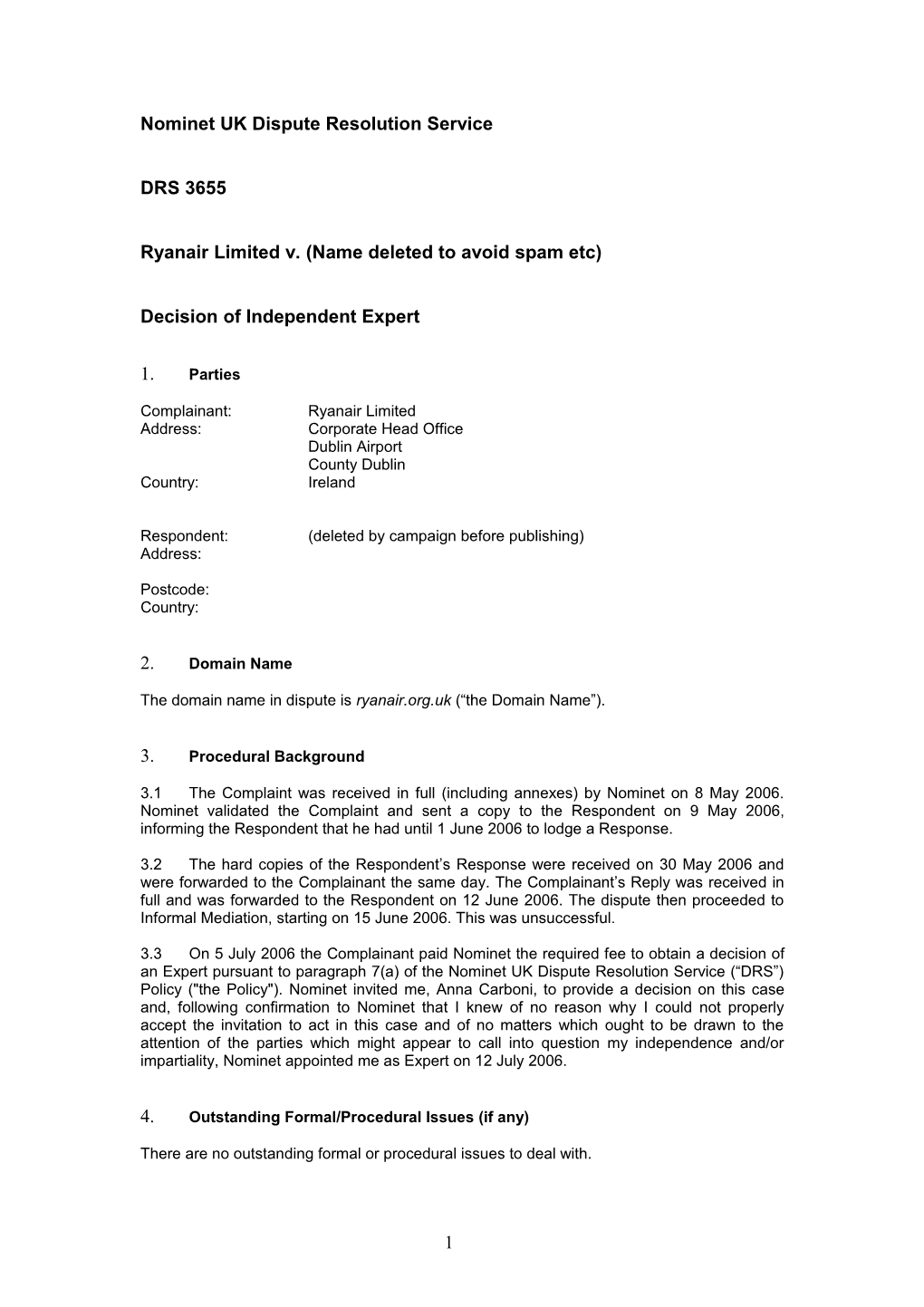 Nominet UK Dispute Resolution Service s1