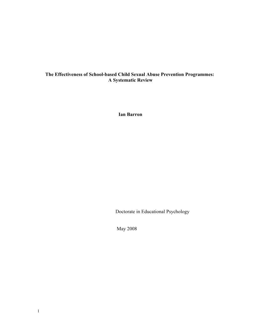 This Paper Aims to Review Child Sexual Abuse Prevention Programme Evaluation Studies