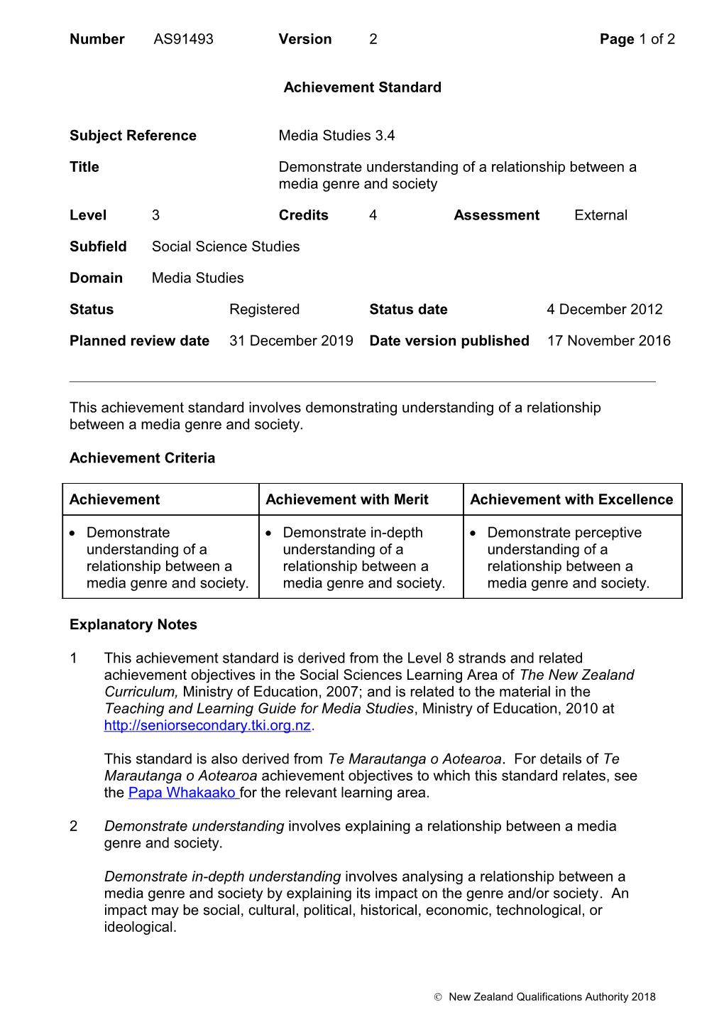 91493 Demonstrate Understanding of a Relationship Between a Media Genre and Society