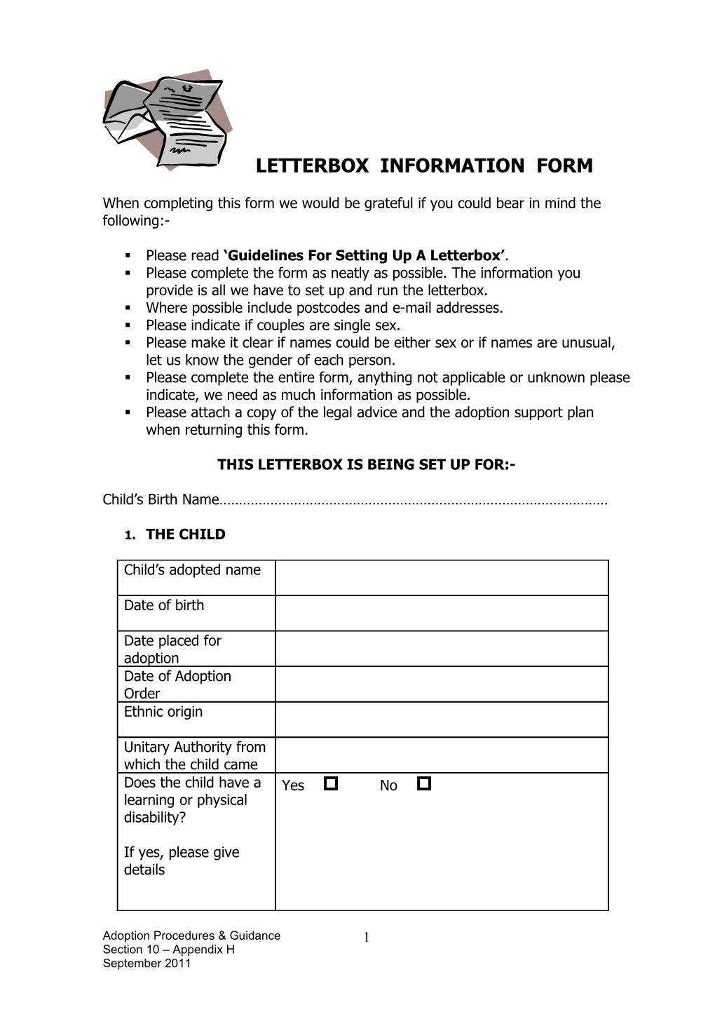 Please Read Guidelines for Setting up a Letterbox