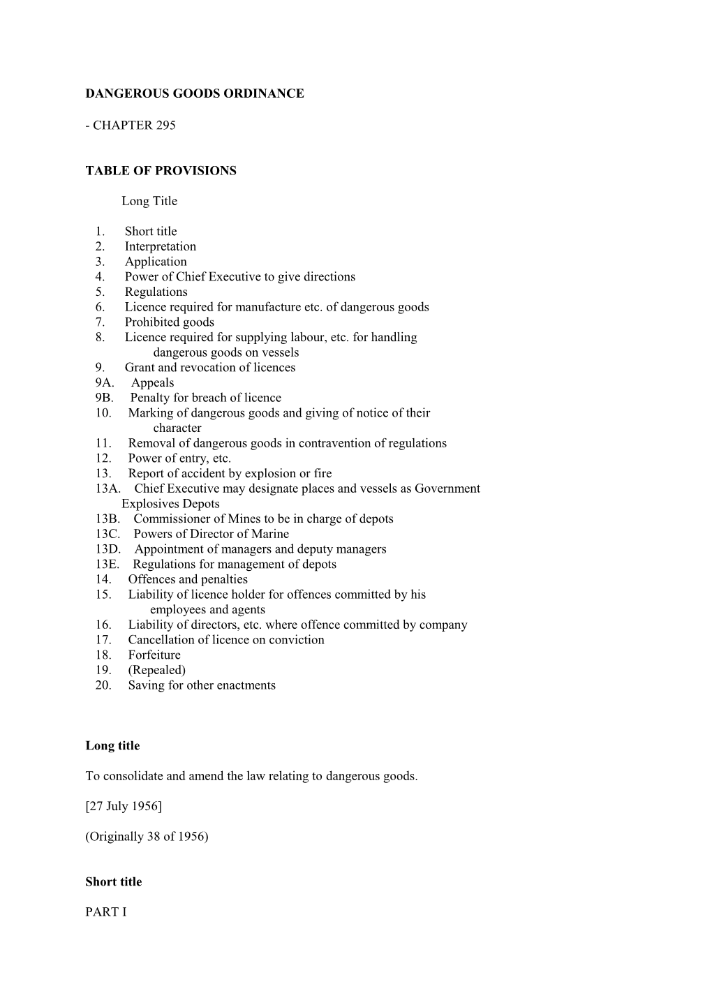 Dangerous Goods Ordinance