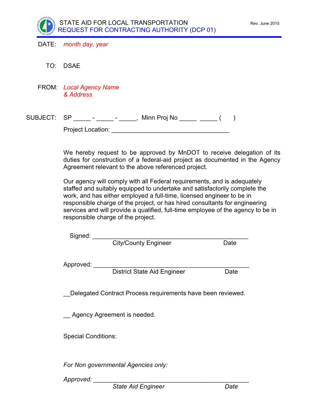 STATE AID for LOCAL TRANSPORTATION Rev. June 2015