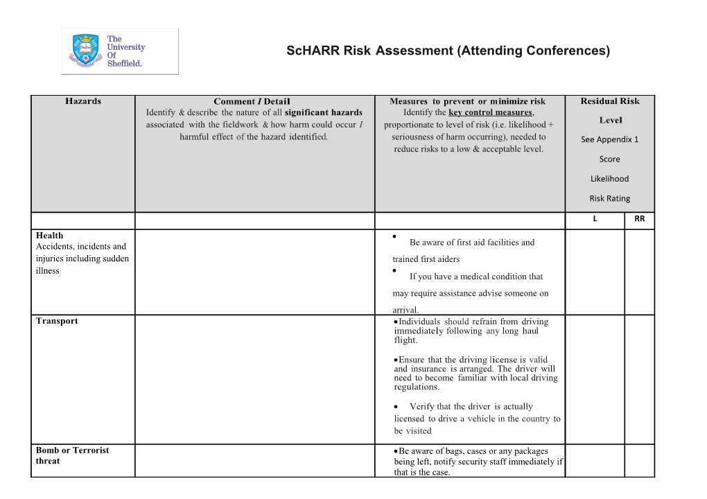 Appendix 1: Guide to Risk Level Rating