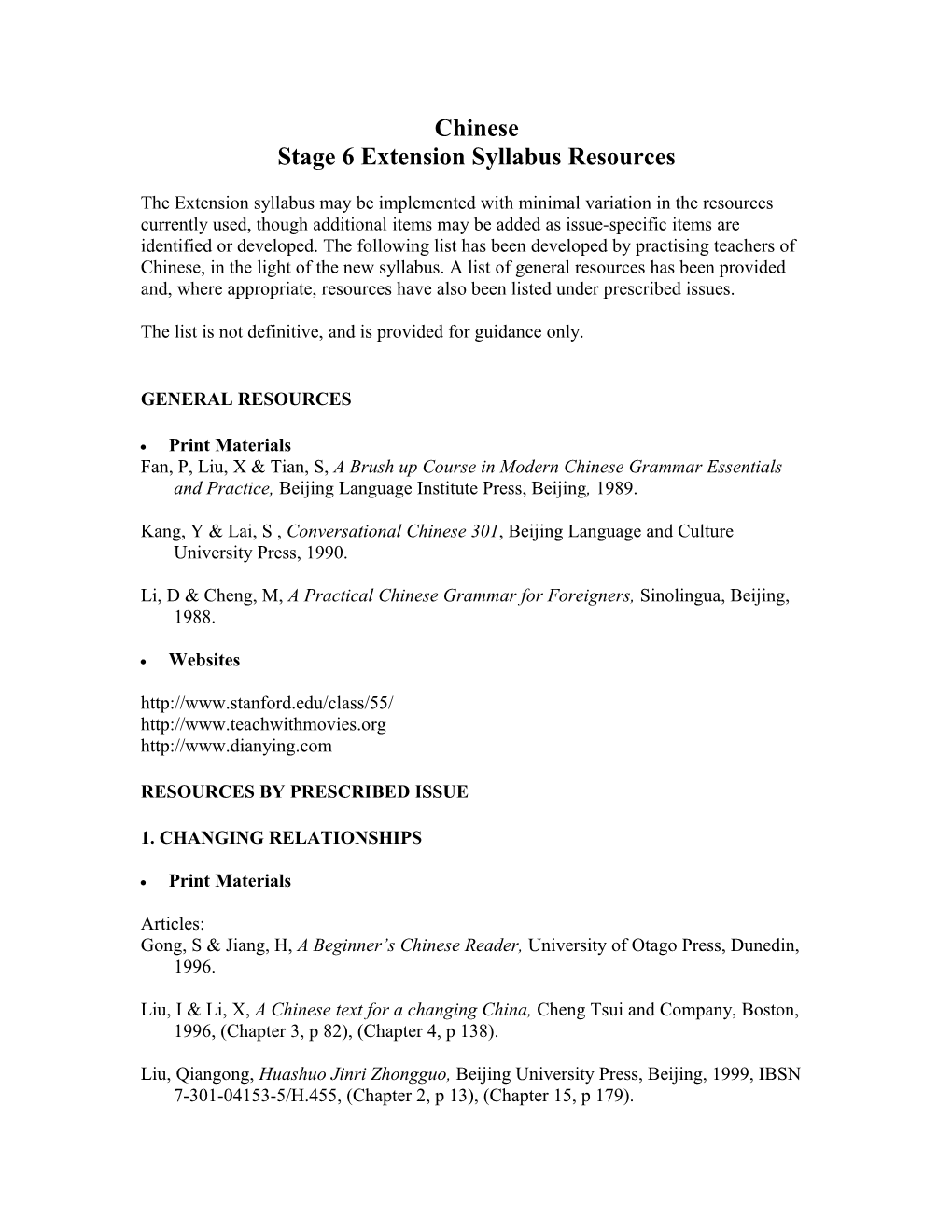 Stage 6 Extension Syllabus Resources