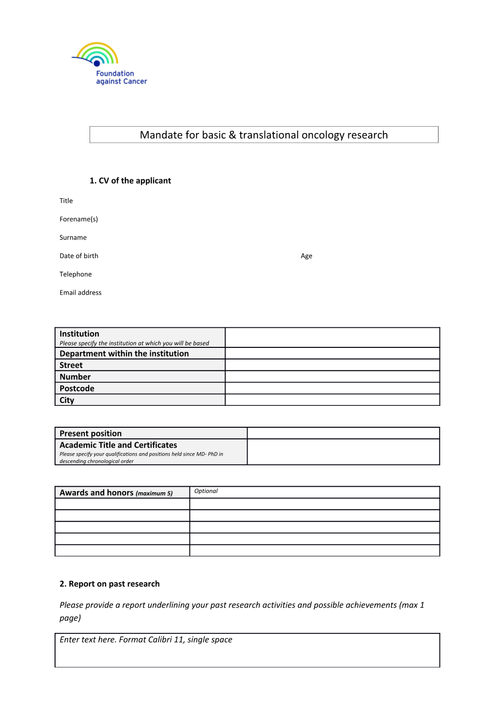 Mandate for Basic & Translational Oncology Research