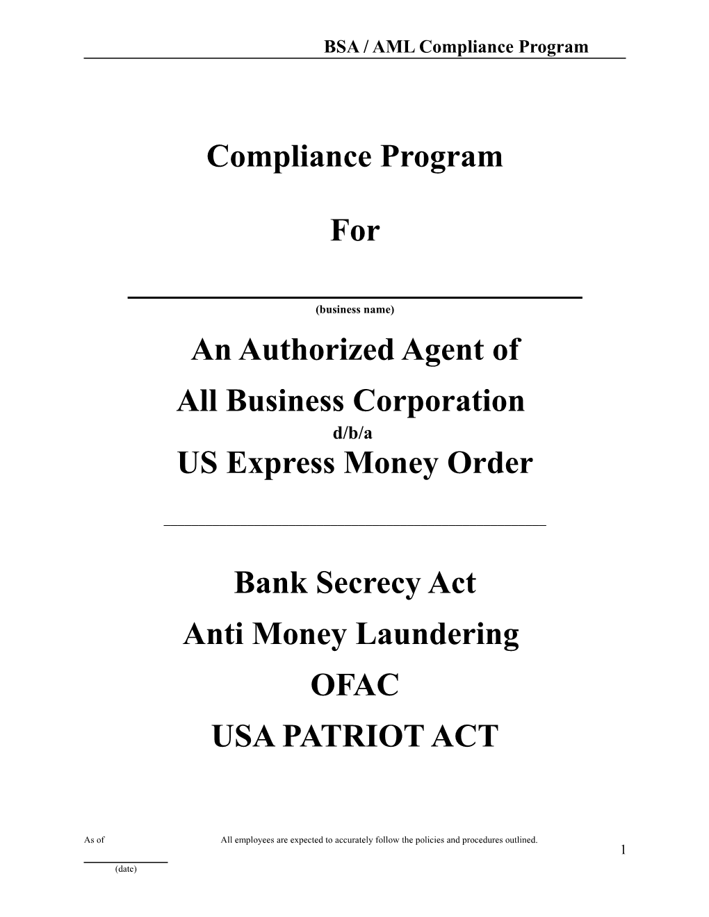 BSA / AML Compliance Program