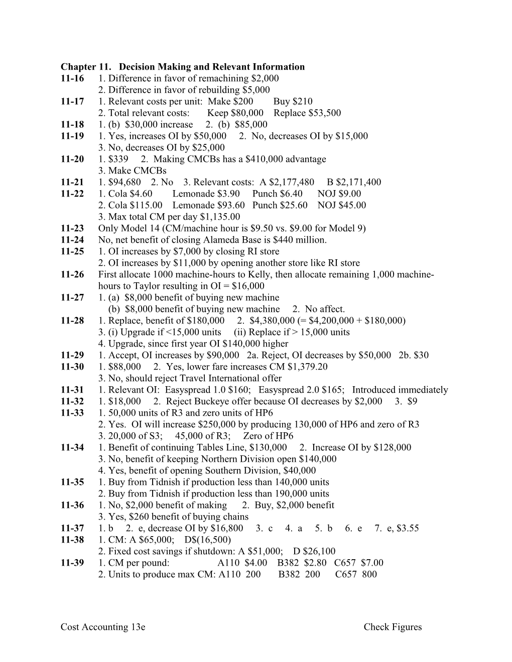 Chapter 11. Decision Making and Relevant Information