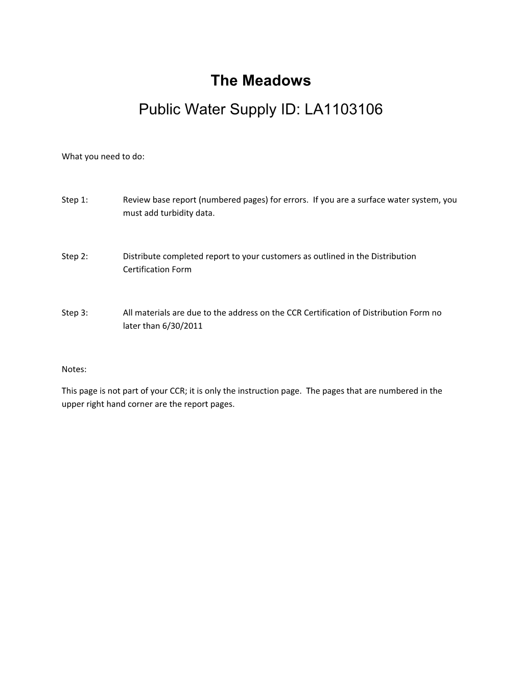 Public Water Supply ID: LA1103106