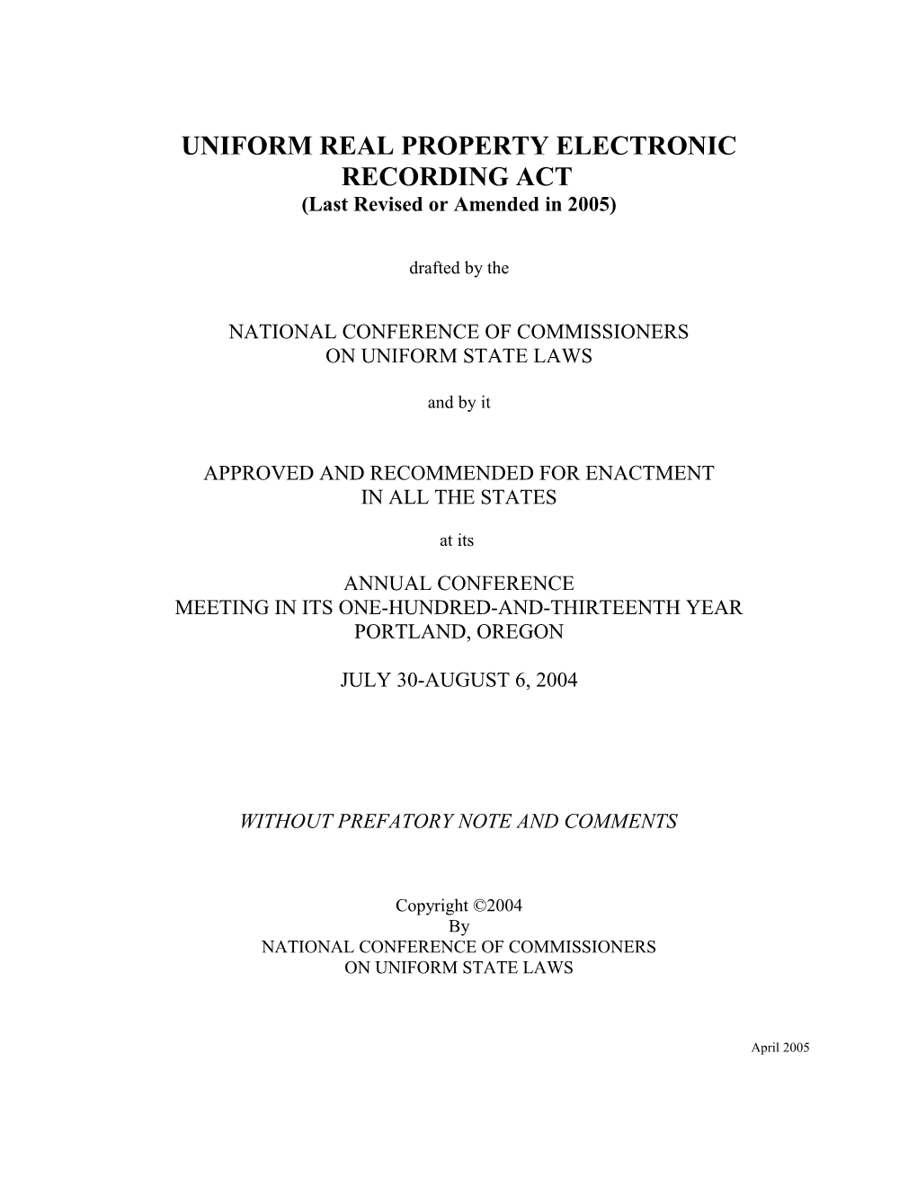 Uniform Real Property Electronic Recording Act