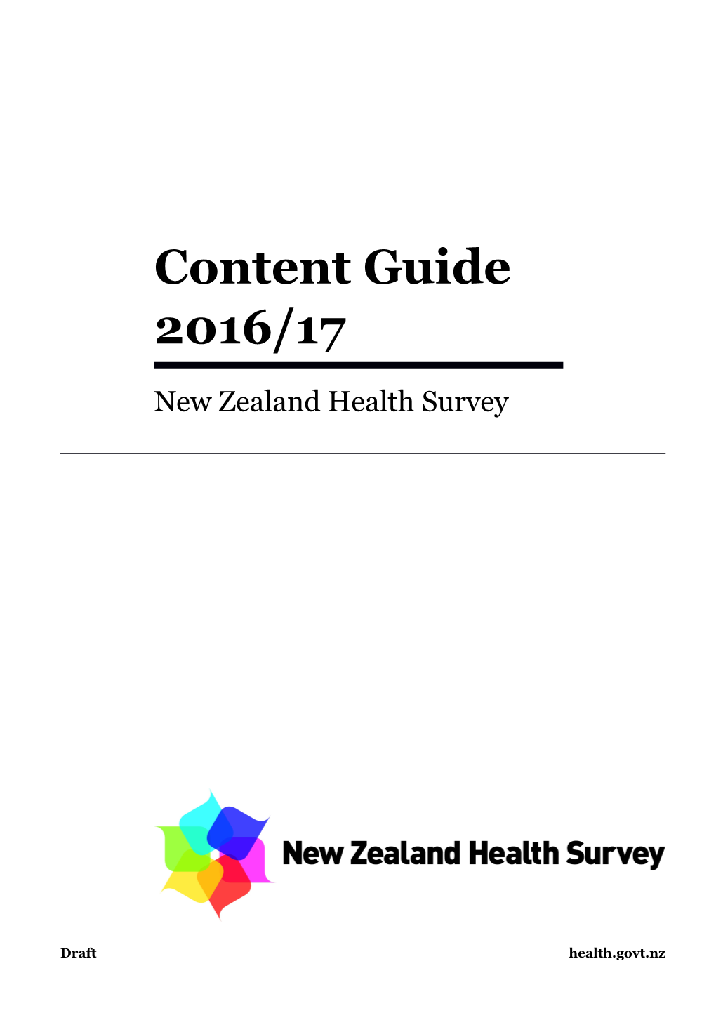 Content Guide 2016/17: New Zealand Health Survey