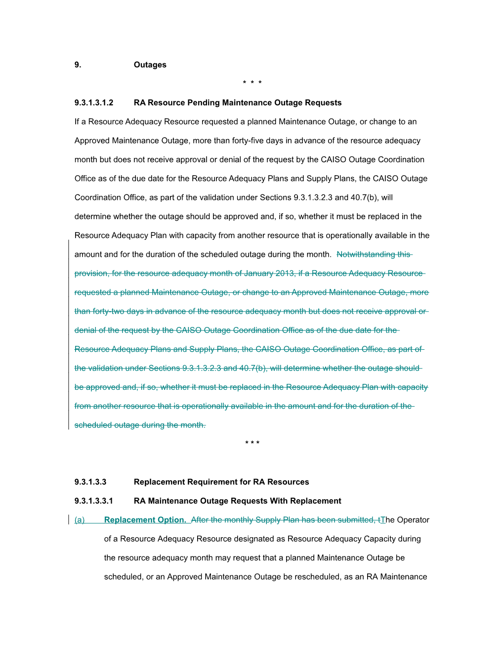 Draft Tariff Language - Outage Management System Replacement