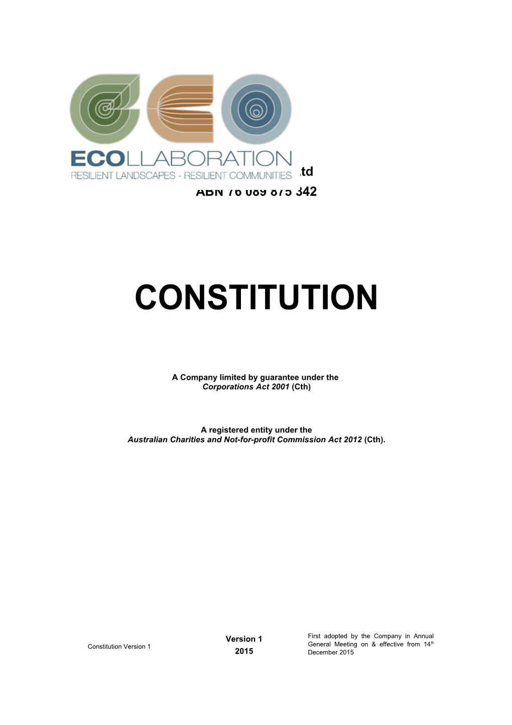Ecollaboration Ltd ABN 76 089 875 342