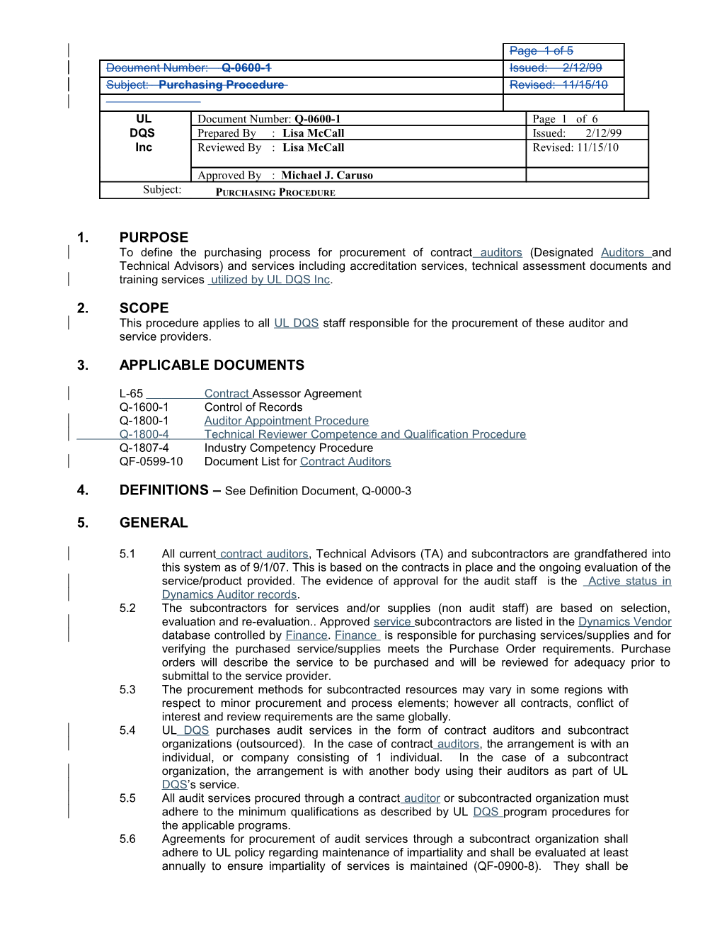 Procedure for Handling Client Requests for Schedule Changes