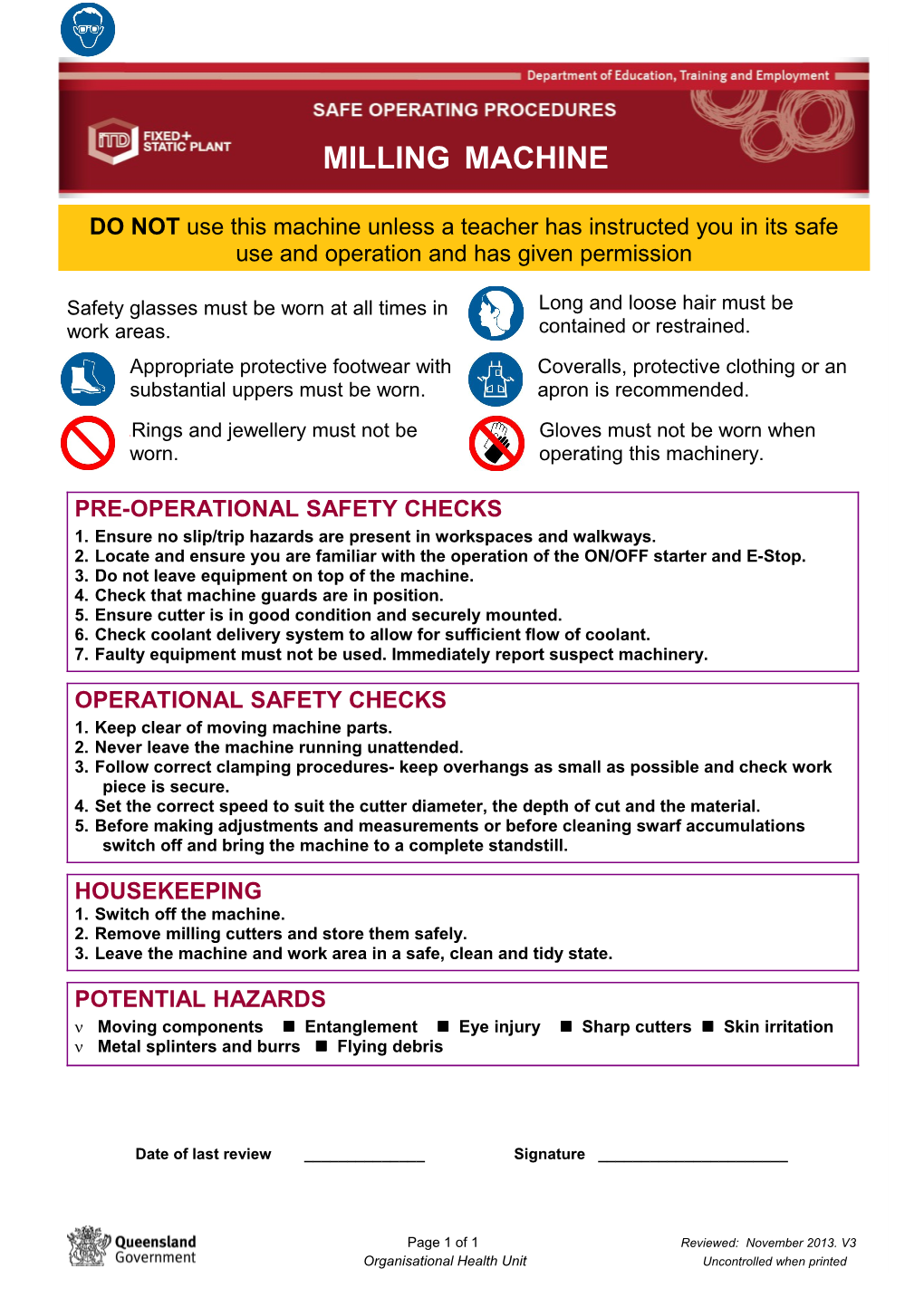 DETE - Safe Operating Procedure