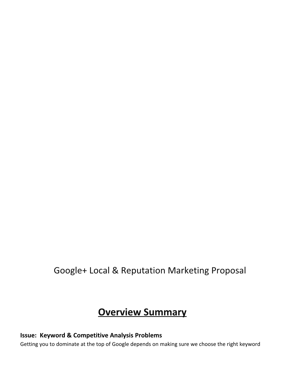 Google+ Local Reputation Marketing Proposal