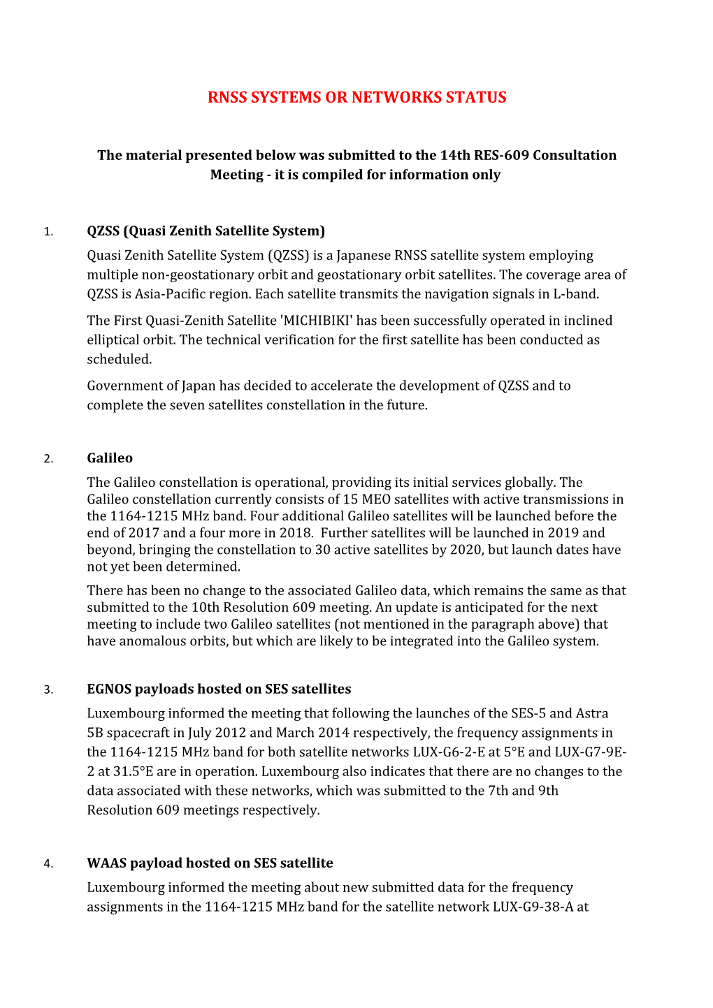 Rnss Systems Or Networks Status