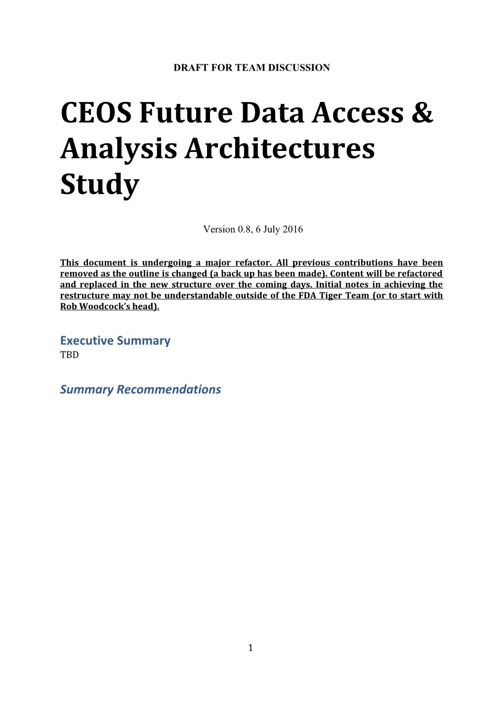 CEOS Future Data Access & Analysis Architectures Study