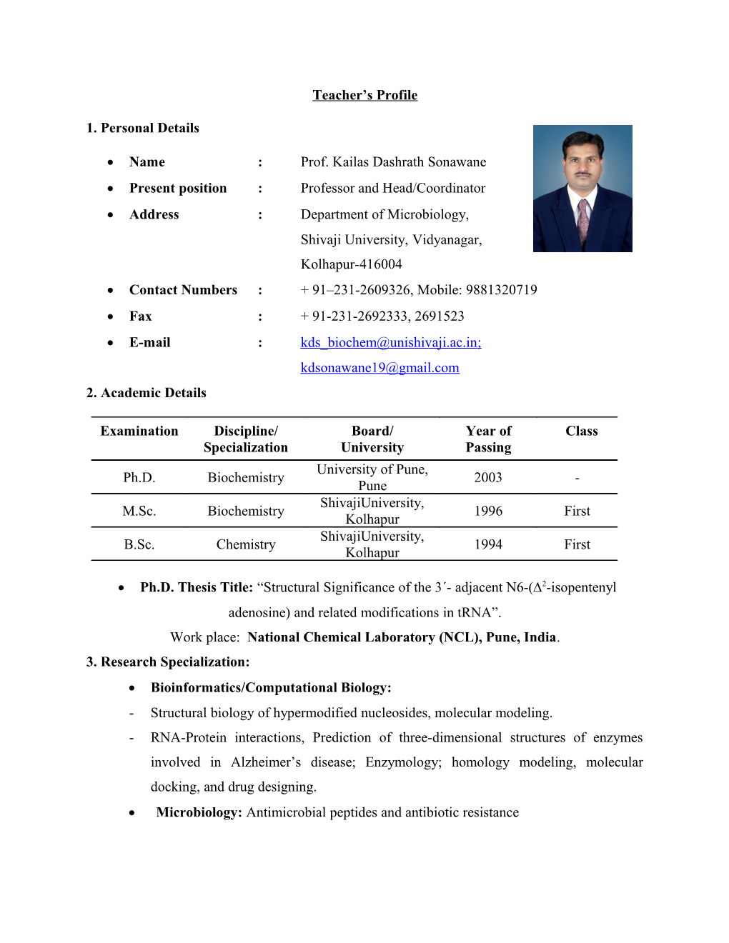 Teacher S Profile