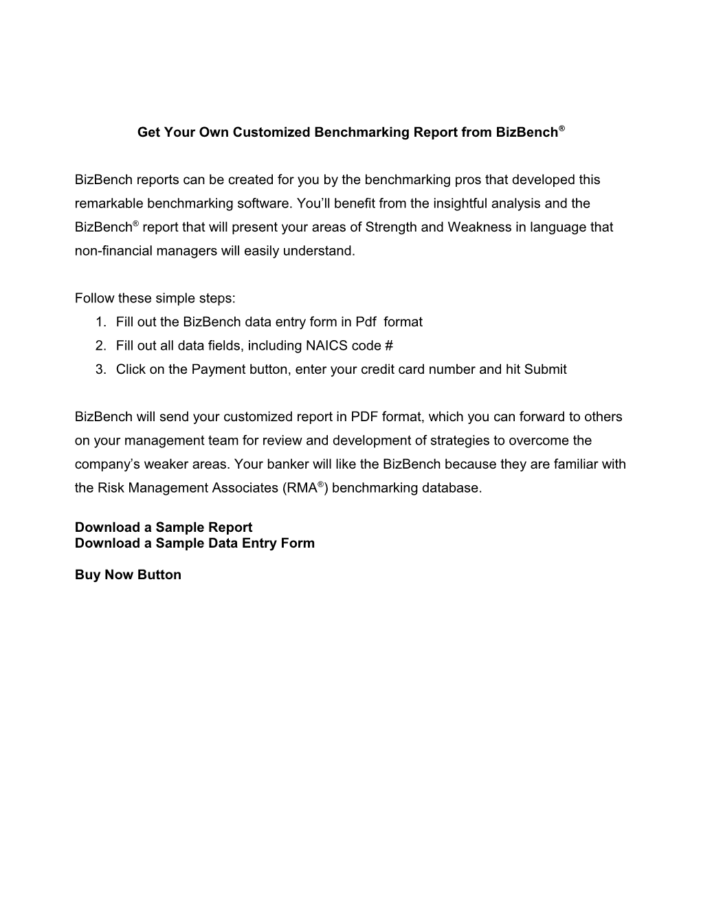 Bizbench Customized Sample Report