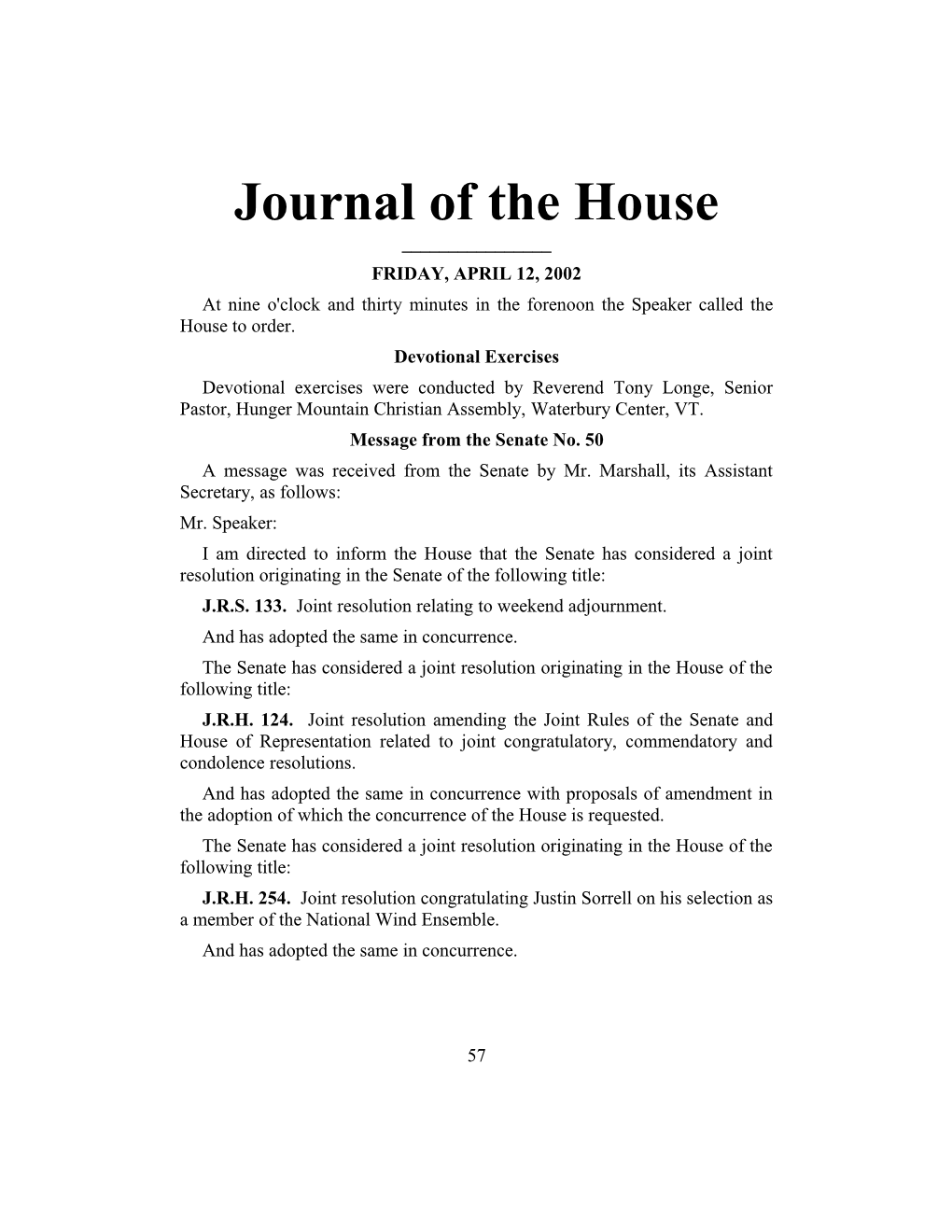 Journal of the House s5