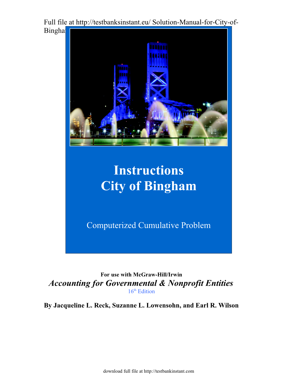 Full File at Solution-Manual-For-City-Of-Bingham-City-Ofithville