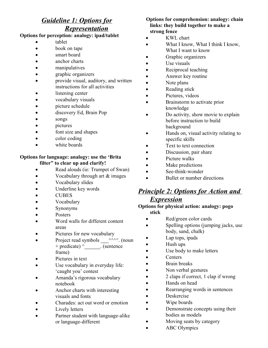 Guideline 1: Options for Representation