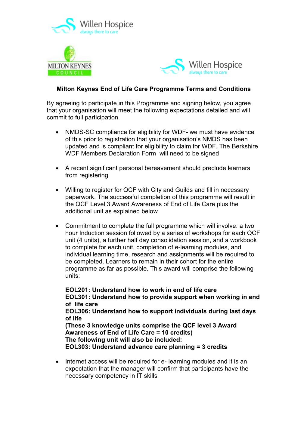 Buckinghamshire End of Life Care Programme Phase 2 Roll Out