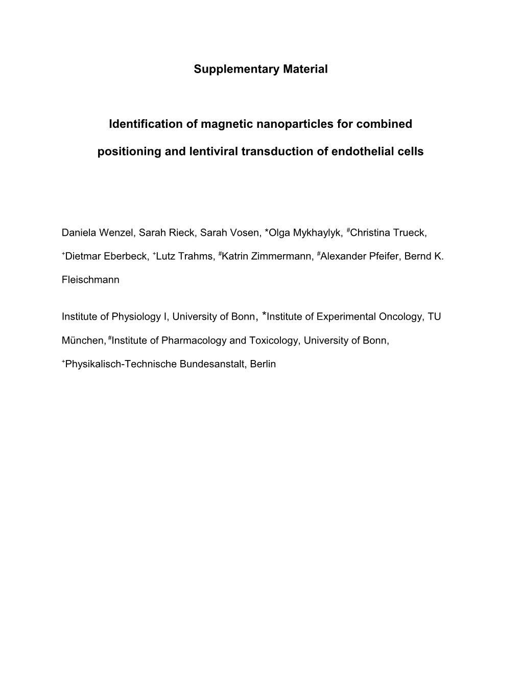 Identification of Magnetic Nanoparticles for Combined Positioning and Lentiviral Transduction
