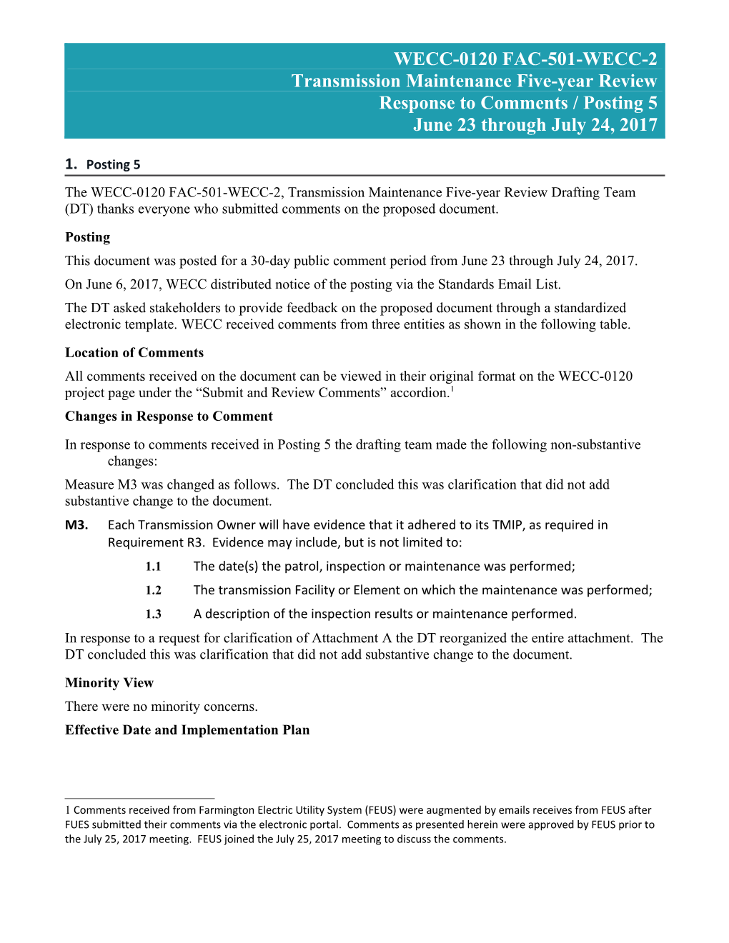 WECC-0120 Posting 5 FAC-501-WECC-2 Response to Comments