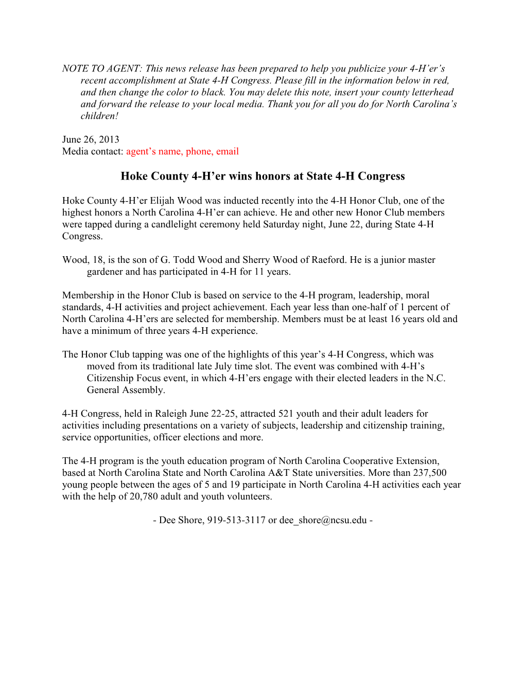 Modified Template for 4-H Congress Press Releases s1