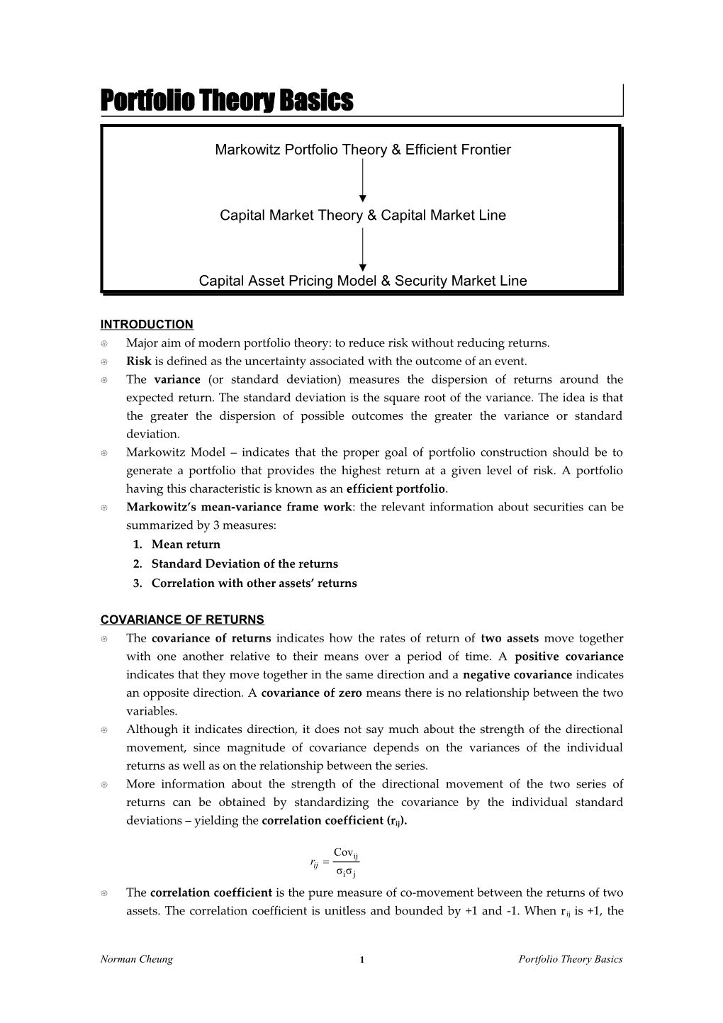 Portfolio Theory Basics